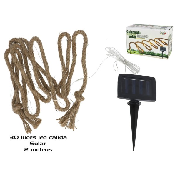 GUIRNALDA SOLAR CUERDA 30LED CÁLIDOS 2MT