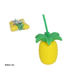 VASO PIÑA 650ML C/ CAÑITA