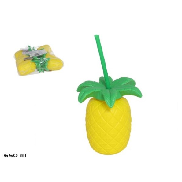 VASO PIÑA 650ML C/ CAÑITA