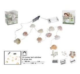 GUIRNALDA 10CONCHAS MARINAS LED 0,3+1MT