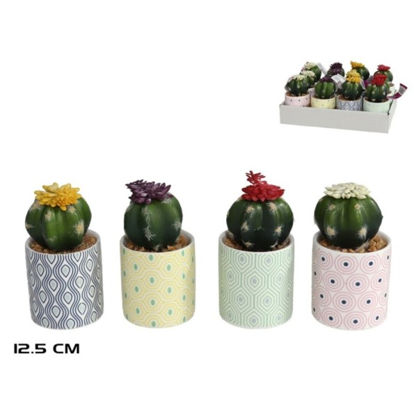 MACETA CERAMICA CACTUS FLOR SURT 12,5 CM