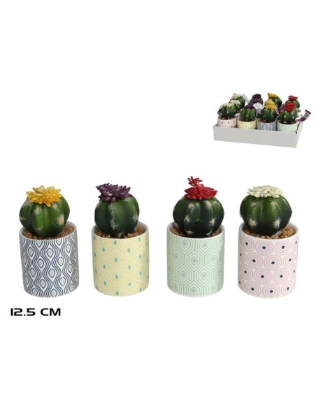 MACETA CERAMICA CACTUS FLOR SURT 12,5 CM