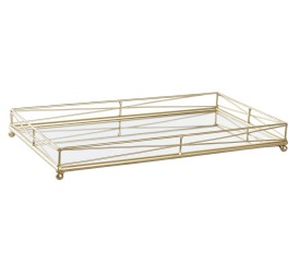 BANDEJA DECORACION METAL ESPEJO 40X22X5 DORADO