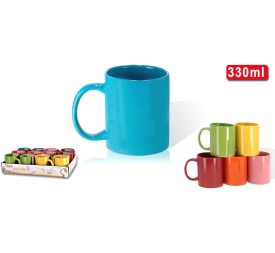 TAZA UNICOLOR 330 ML. 6 SURT.- CERAMICA