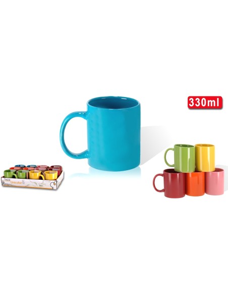 TAZA UNICOLOR 330 ML. 6 SURT.- CERAMICA TAZA UNICOLOR 330 ML. 6 SURT.- CERAMICA