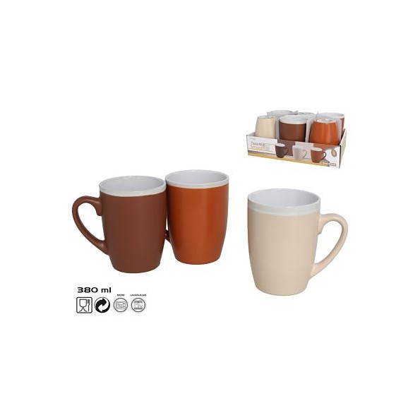 TAZA MUG GRES 380ML SMOOTH 3 SURTIDOS