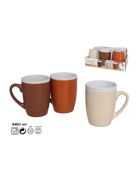 TAZA MUG GRES 380ML SMOOTH 3 SURTIDOS