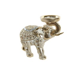 FIGURA RESINA 18X8X15 ELEFANTE PORTAVELA DORADO