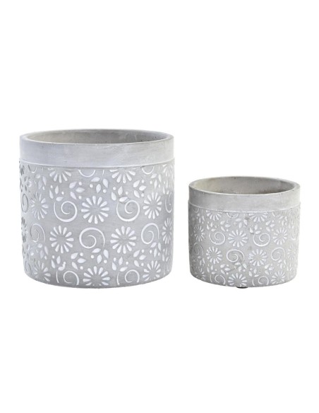 MACETERO SET 2 CEMENTO 17X17X15 ESTRELLAS GRIS