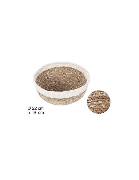 BOWL REDONDO SEAGRASS CON BORDE YUTE (8118)