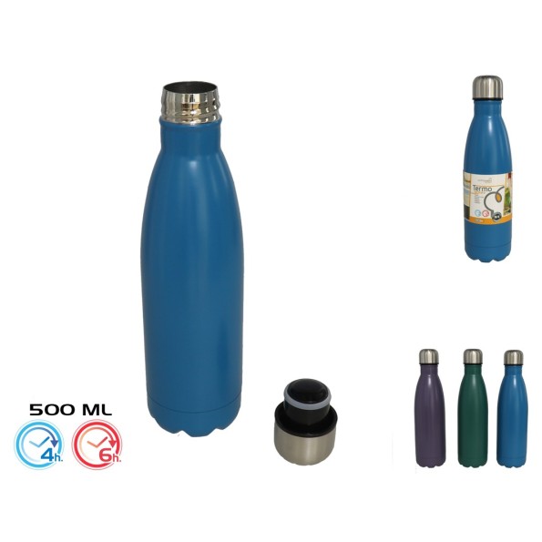 TERMO 500ML 3 COL. -ACERO