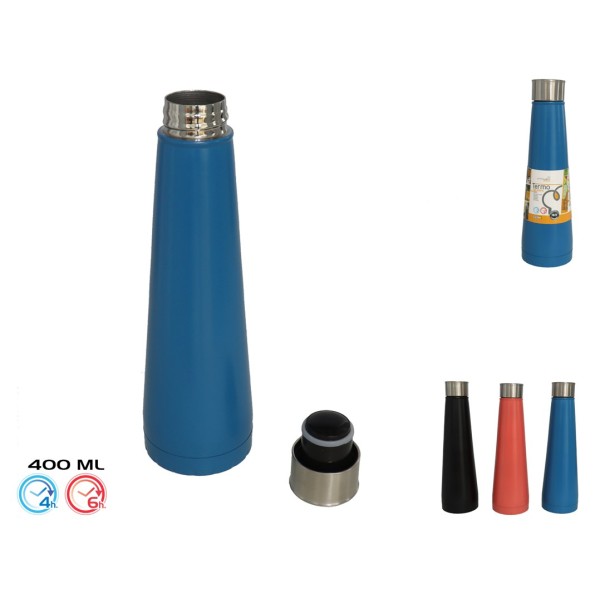 TERMO 400ML 3 COL. -ACERO