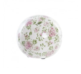 BOLA DECORACION GRES 12X12X12 FLORES BLANCO