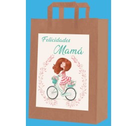 BOLSA MEDIANA KRAFT "MAMÁ" (Paq.12) 34X9CM