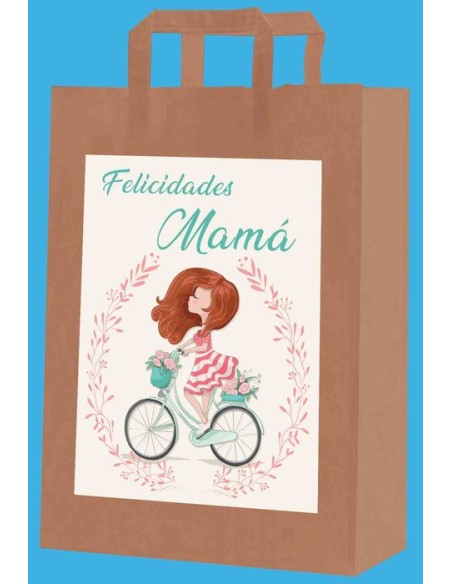 BOLSA MEDIANA KRAFT "MAMÁ" (Paq.12) 34X9CM