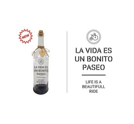 BOTELLA C/LUCES LED Y MENSAJE, LA VIDA ES UN ....