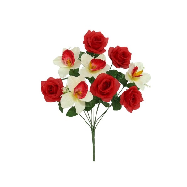 RAMO ROSAS- ORQUIDEA X 9-44 CM (ROJO)