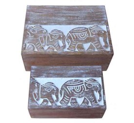 CAJA SET 2 MANGO 18X13X7 ELEFANTE