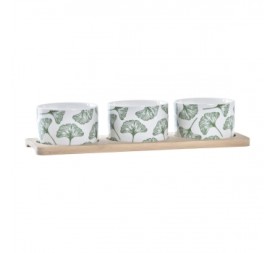 TABLA APERITIVO SET 4 GRES BAMBU 28X9,7X1,5 HOJAS