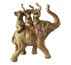 FIGURA RESINA 23,5X9X26,2 ELEFANTES DORADO