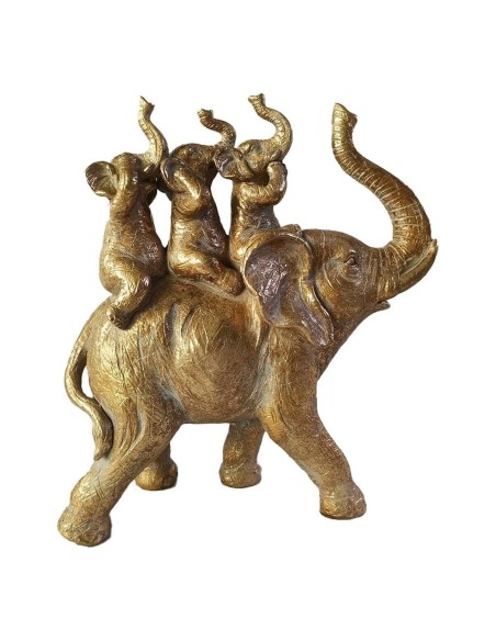 FIGURA RESINA 23,5X9X26,2 ELEFANTES DORADO