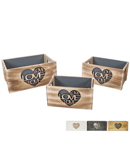SET 3 CAJAS MADERA HERA 36X26X18CM
