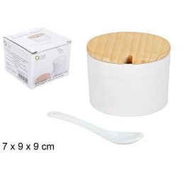 AZUCARERO CERAMICA BLANCA REDONDO CON