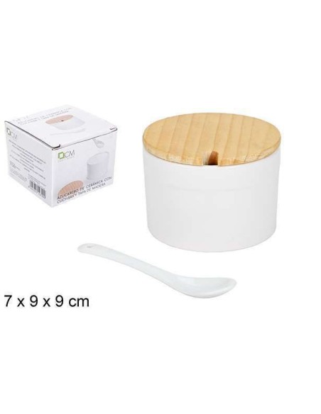 AZUCARERO CERAMICA BLANCA REDONDO CON AZUCARERO CERAMICA BLANCA REDONDO CON