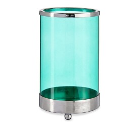 BASE  VELA CRISTAL CILIND AZUL METAL PLAT
