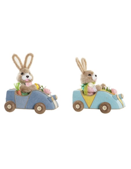 FIGURA FIBRA 23X15X29 CONEJO COCHE 2 SURT.