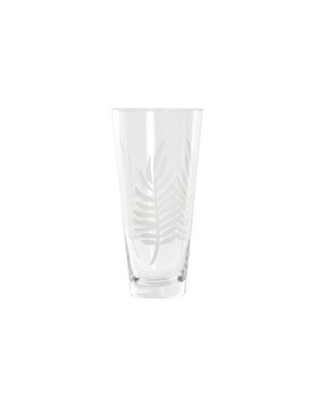 JARRON CRISTAL 10X10X20 HOJAS GRABADO TRANSPARENTE