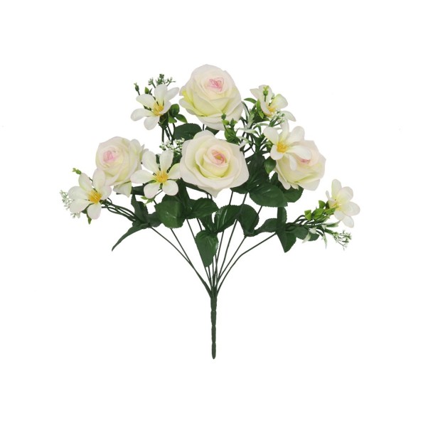 RAMO ROSAS LILIES X 10-45CM (CREMA)