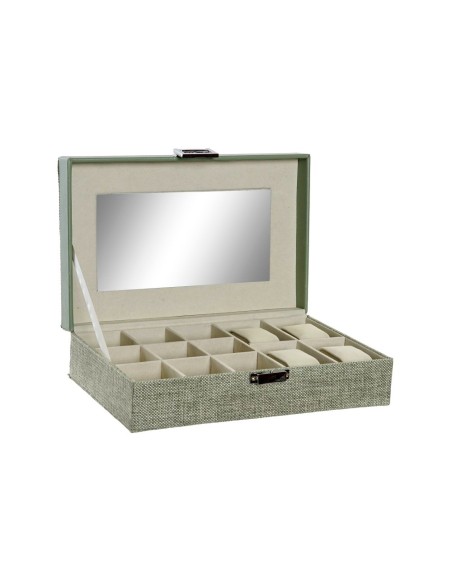 JOYERO POLIESTER 25X16X7,5 ESPEJO 18X9 VERDE