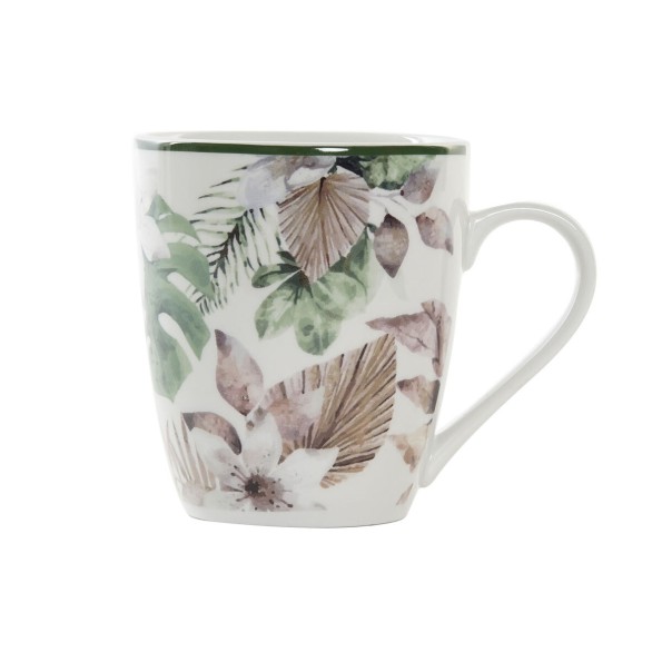 MUG PORCELANA 12X8,5X10 420ML, TROPICAL VERDE