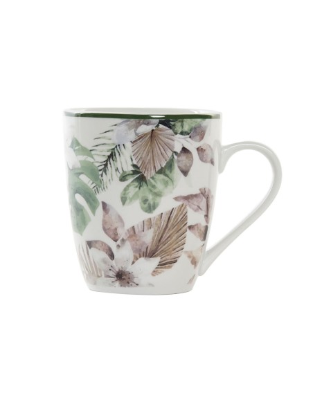 MUG PORCELANA 12X8,5X10 420ML, TROPICAL VERDE
