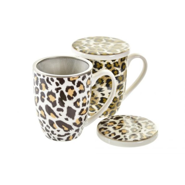 MUG INFUSIONES PORCELANA 12X9X11 380ML LEOPARDO 2