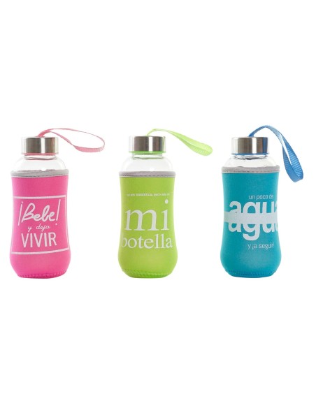 BOTELLA CRISTAL 6,5X6,5X16,5 300ML FRASE 3 SURT. BOTELLA CRISTAL 6,5X6,5X16,5 300ML FRASE 3 SURT.