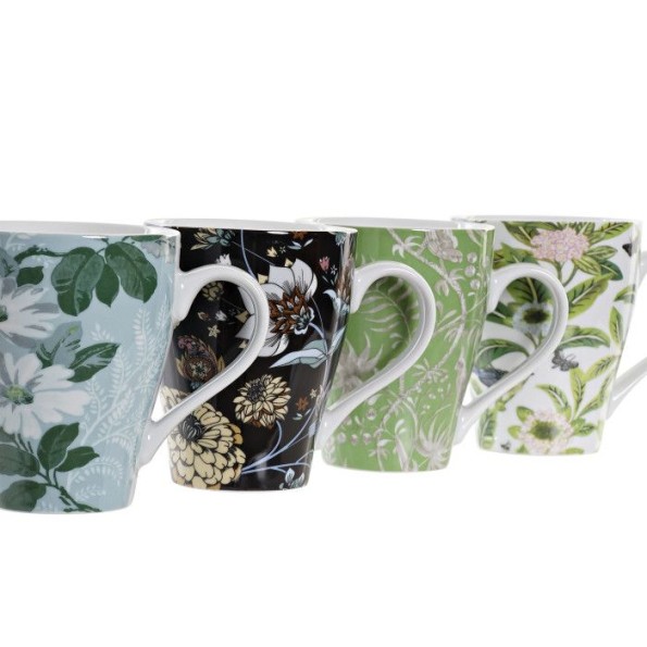 MUG PORCELANA 12,5X8,6X11 320ML FLORES 4 SURT.