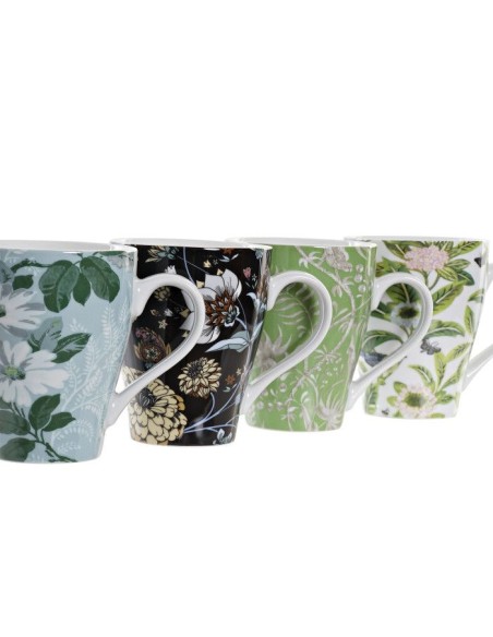 MUG PORCELANA 12,5X8,6X11 320ML FLORES 4 SURT.