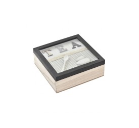 CAJA INFUSIONES MADERA CRISTAL 17X17X6 CAFE VICHY